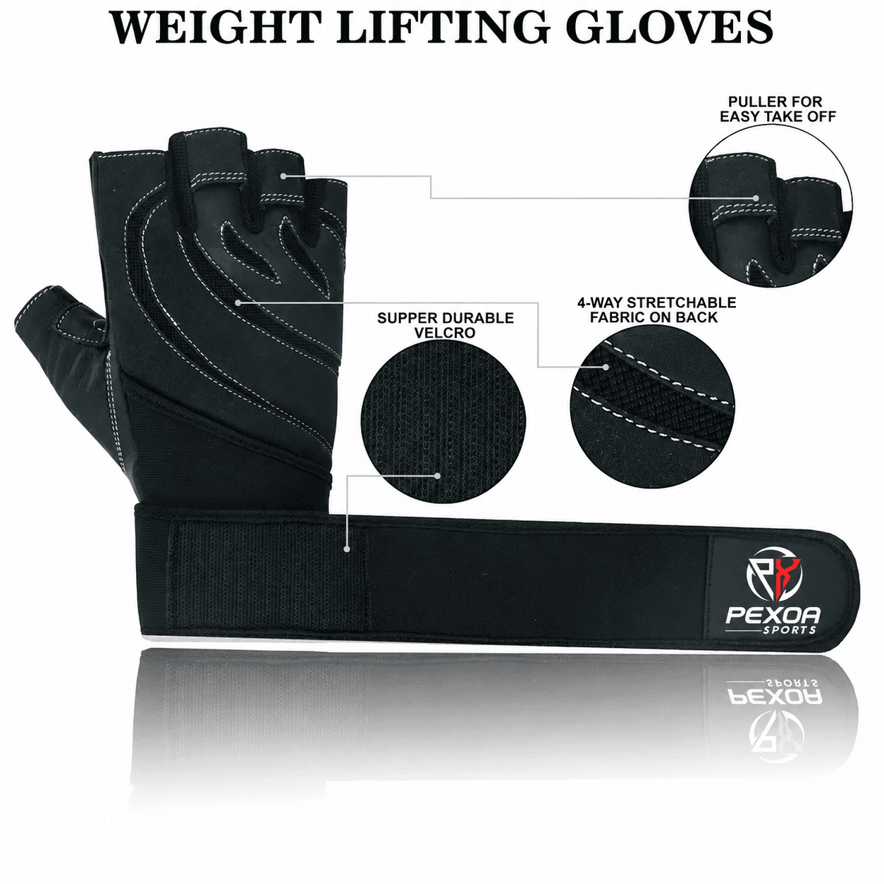Black Leather Lifting Gloves - Image 2