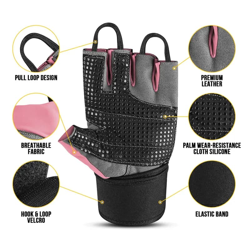 Black & Pink Women's Gym Gloves