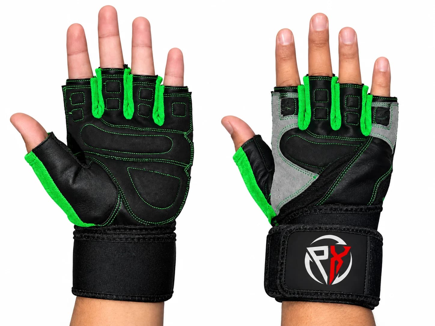 Black Leather Men's Lifting Gloves - Image 3